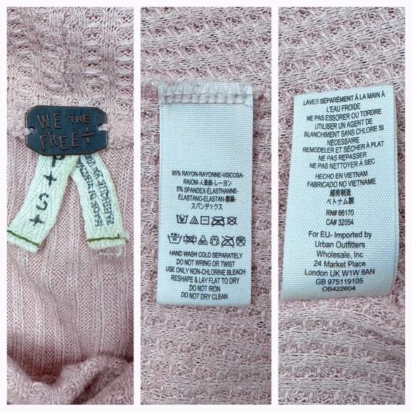 Free People Kristina Drippy pink long sleeve thermal turtleneck top - Picture 5 of 6